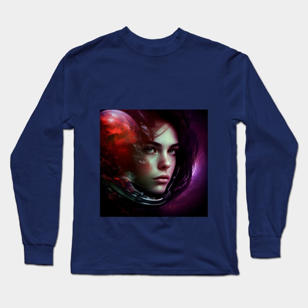 red planet space face Long Sleeve T-Shirt by aiprintbasket